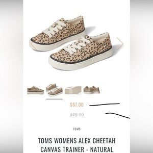 Women’s Alex Cheetah canvas TOMS size 5